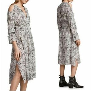 ALLSAINTS Lavete Paisley Cold Shoulder Midi Dress